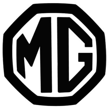 Ein schwarzes, achteckiges Logo mit den Buchstaben "MG" in der Mitte auf weißem Hintergrund.