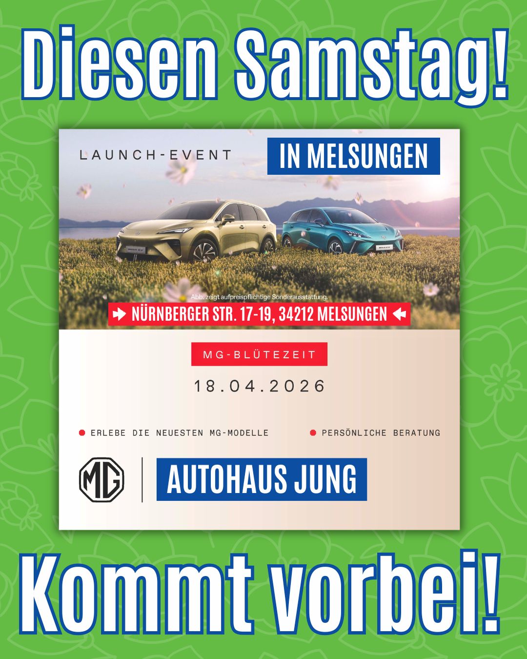 Zwei moderne Autos stehen auf einer Wiese vor blauem Himmel bei einer Launch Veranstaltung